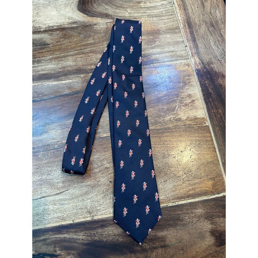 Fusaro Blue 100% Silk Santa Claus Patterned Neck Tie